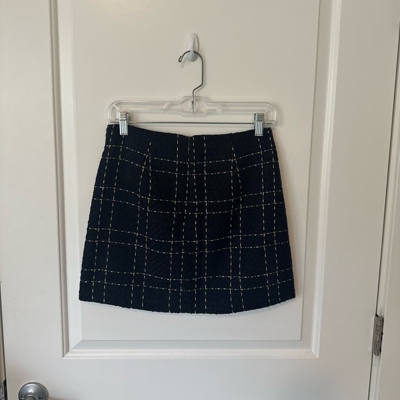 Forever 21 High Waisted Navy Tweed Mini Skirt, Size 28 - Picture 2 of 3